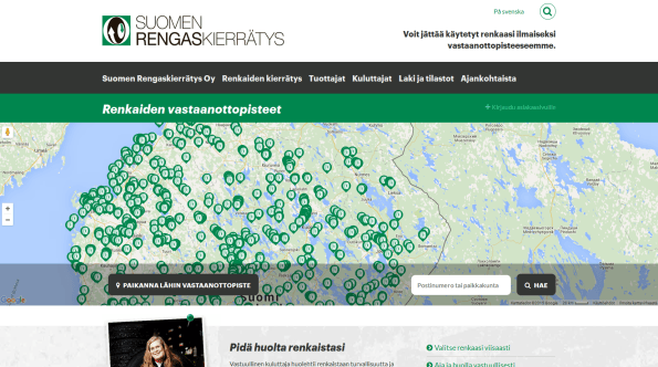 Suomen Rengaskierrätys (, Poutapilvi web design Oy) - Referenssitarina  digipalvelun uudistuksesta – 